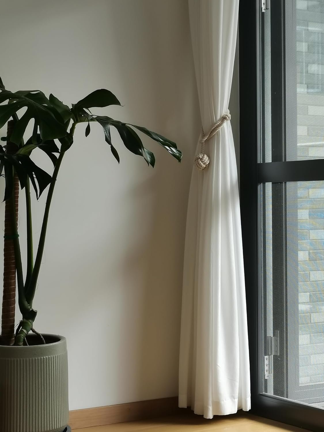 Curtain Tiebacks, 2 Packs Heavy Duty Tiebacks, Indoor/Outdoor Decorative Tie Knot Curtain Holdbacks (Gray)