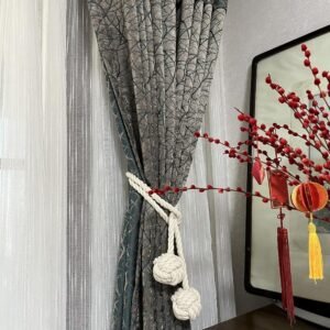 Curtain Tiebacks, 2 Packs Curtain Rope Tieback, Heavy Duty Curtain Tie Backs for Curtains, Indoor Outdoor Curtain Tiebacks, Handmade Rural Decorative Tie Knot Curtain Holdbacks (White)