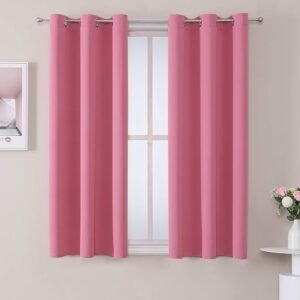 Grommet Room Darkening Curtains for Bedroom and Living Room - 2 Panels Set Thermal Insulated Blackout Curtains (Pink, 42W x 63L)