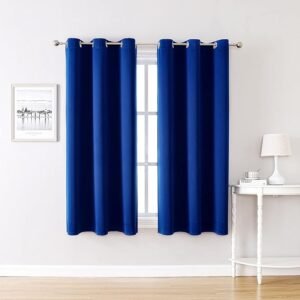 Grommet Blackout Curtains for Bedroom and Living Room - 2 Panels Set Thermal Insulated Room Darkening Curtains (Royal Blue, 42W x 63L)