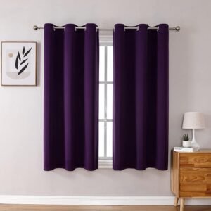 Grommet Blackout Curtains for Bedroom and Living Room - 2 Panels Set Thermal Insulated Room Darkening Curtains (Royal Purple, 42W x 63L)