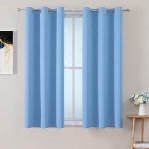 Grommet Room Darkening Curtains for Bedroom and Living Room - 2 Panels Set Thermal Insulated Blackout Curtains (Sky Blue, 42W x 63L)