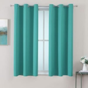 Grommet Room Darkening Curtains for Bedroom and Living Room - 2 Panels Set Thermal Insulated Blackout Curtains (Teal, 42W x 63L)