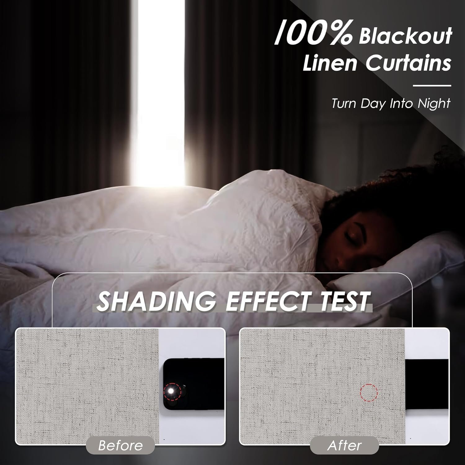 Silver Linen Blackout Curtains for Bedroom Windows Farmhousse Back Tab Rod Pocket Thermal Insulated Curtains 84 Inch Length 2 Panels Set Full Black Out Room Darkening Drapes for Living Room 52X84 - Image 3