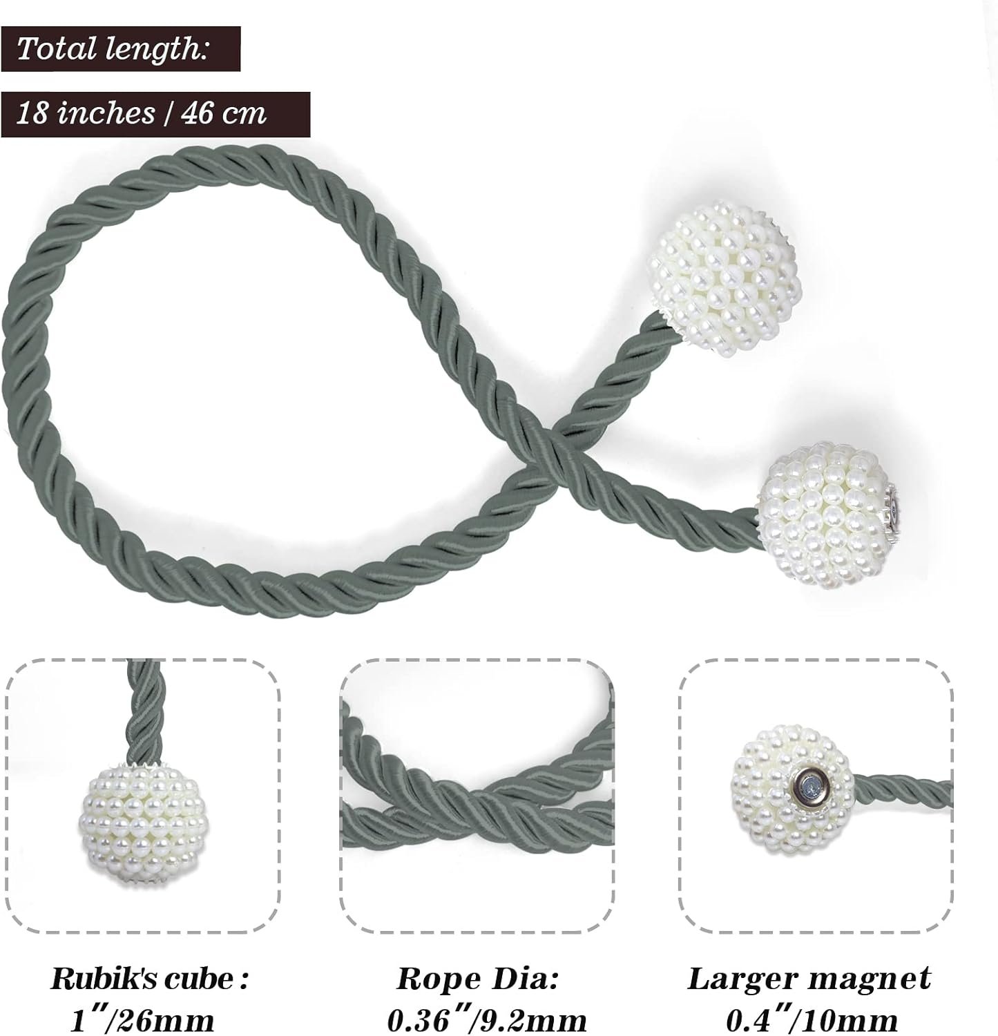 Magnetic Curtain Tiebacks Gray Blue 2pcs, Curtain Tiebacks Buckles Holdbacks Holders Hooks Clip for Home Bedroom Office Decorative Curtain - Image 2