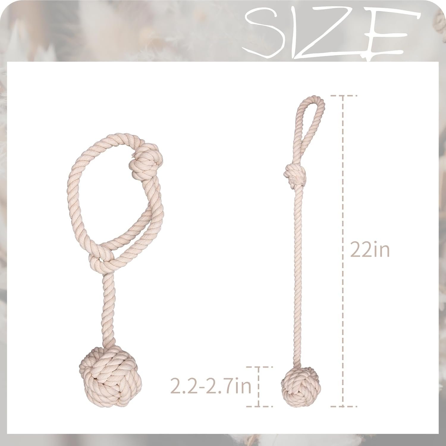 Curtain Tiebacks, 2 Packs Curtain Rope Tieback, Heavy Duty Curtain Tie Backs for Curtains, Indoor Outdoor Curtain Tiebacks, Handmade Rural Decorative Tie Knot Curtain Holdbacks (Beige) - Image 5