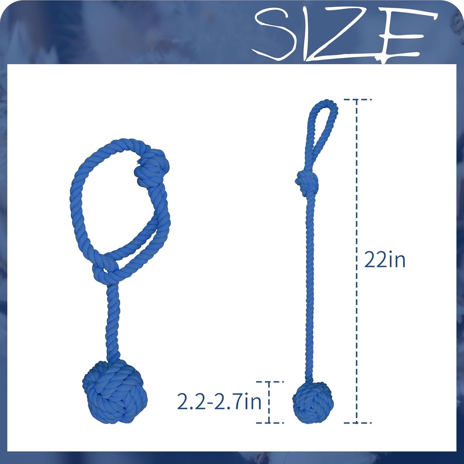 Curtain Tiebacks, 2 Packs Curtain Rope Tieback, Heavy Duty Curtain Tie Backs for Curtains, Indoor Outdoor Curtain Tiebacks, Handmade Rural Decorative Tie Knot Curtain Holdbacks (Blue) - Image 2