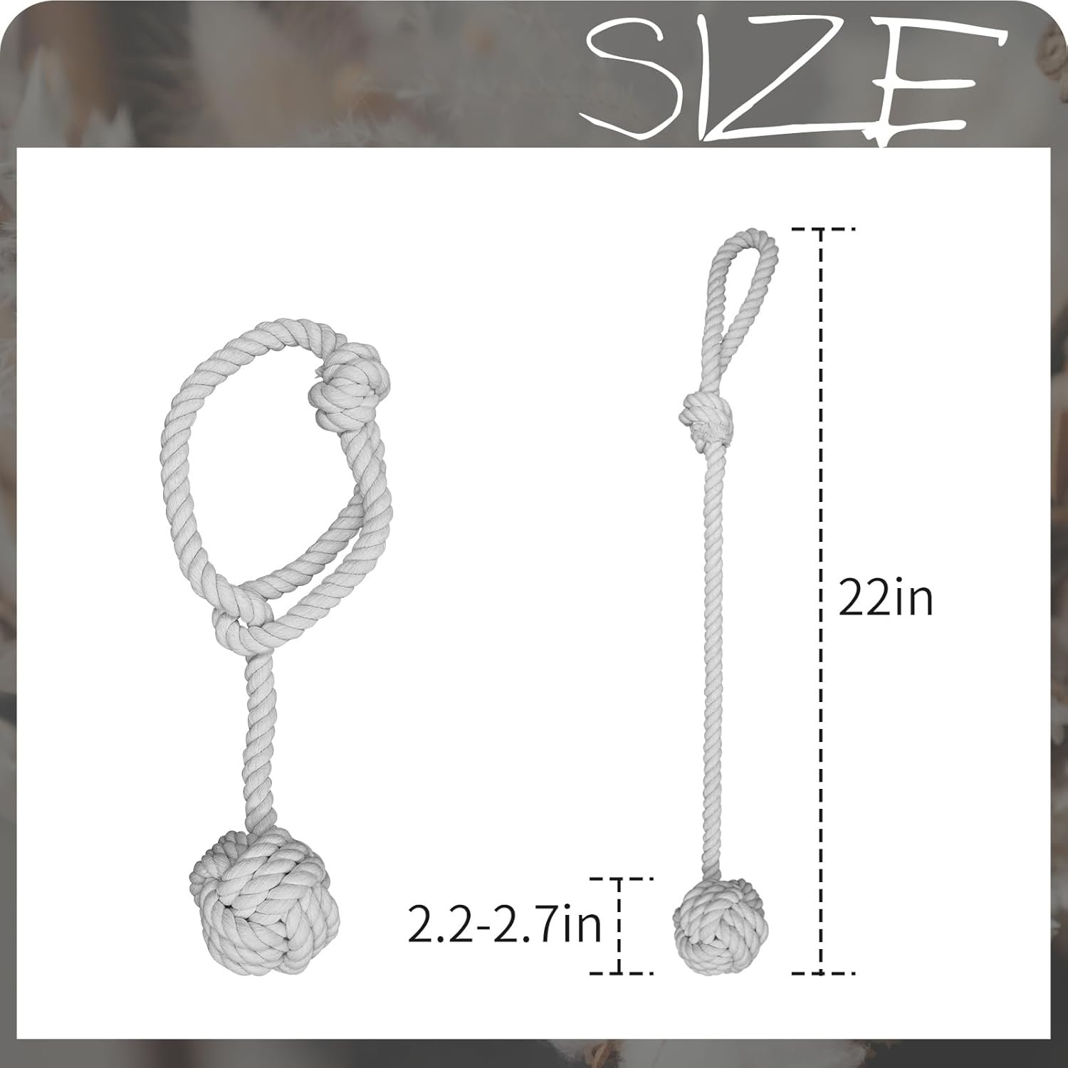 Curtain Tiebacks, 2 Packs Heavy Duty Tiebacks, Indoor/Outdoor Decorative Tie Knot Curtain Holdbacks (Gray) - Image 2