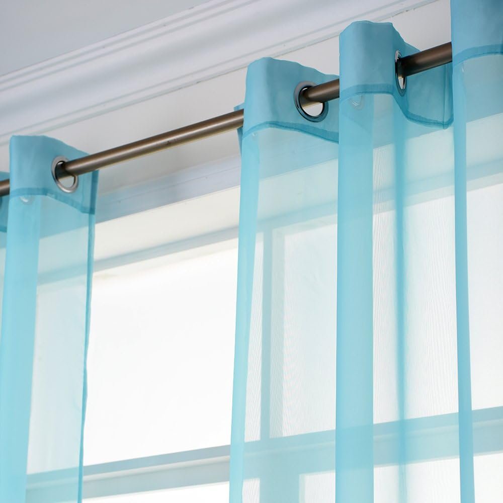 Sheer Curtains for Bedroom Windows 84 inch Length, Grommet Casual Voile Sheer with Light Filter Window Treatments for Nursery/Living Room, Baby Blue, Set of 2, 54" Wide - Image 3