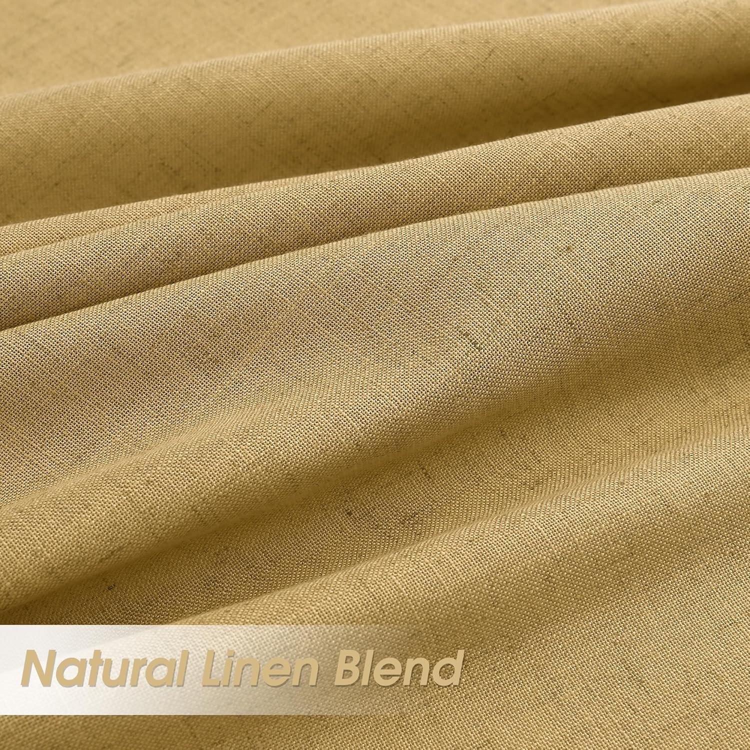 Nanspring Natural Gold Linen Curtains 96 Inches Long for Living Room 2 Panels Back Tab Hook Belt Modern Farmhouse Soft Linen Textured Draperies Privacy Sheer Curtains for Bedroom Dining Room 52x96 - Image 2