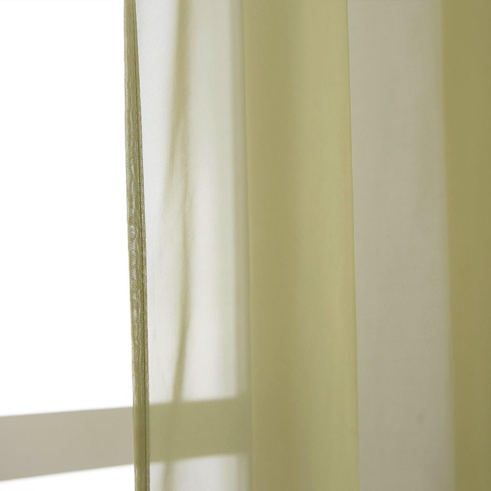 Sheer Window Curtains Green for Boy's Room, Ring Top Voile Textured Window Treatment Vertical Panels for Wedding/Bedroom/Living Room, Green, W54 x L84, 2 Panels - Image 3