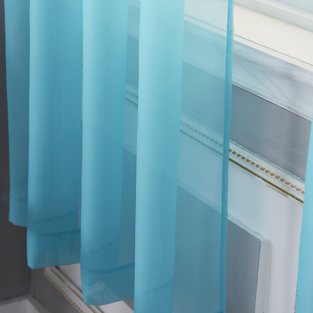 Sheer Curtains for Bedroom Windows 84 inch Length, Grommet Casual Voile Sheer with Light Filter Window Treatments for Nursery/Living Room, Baby Blue, Set of 2, 54" Wide - Image 4
