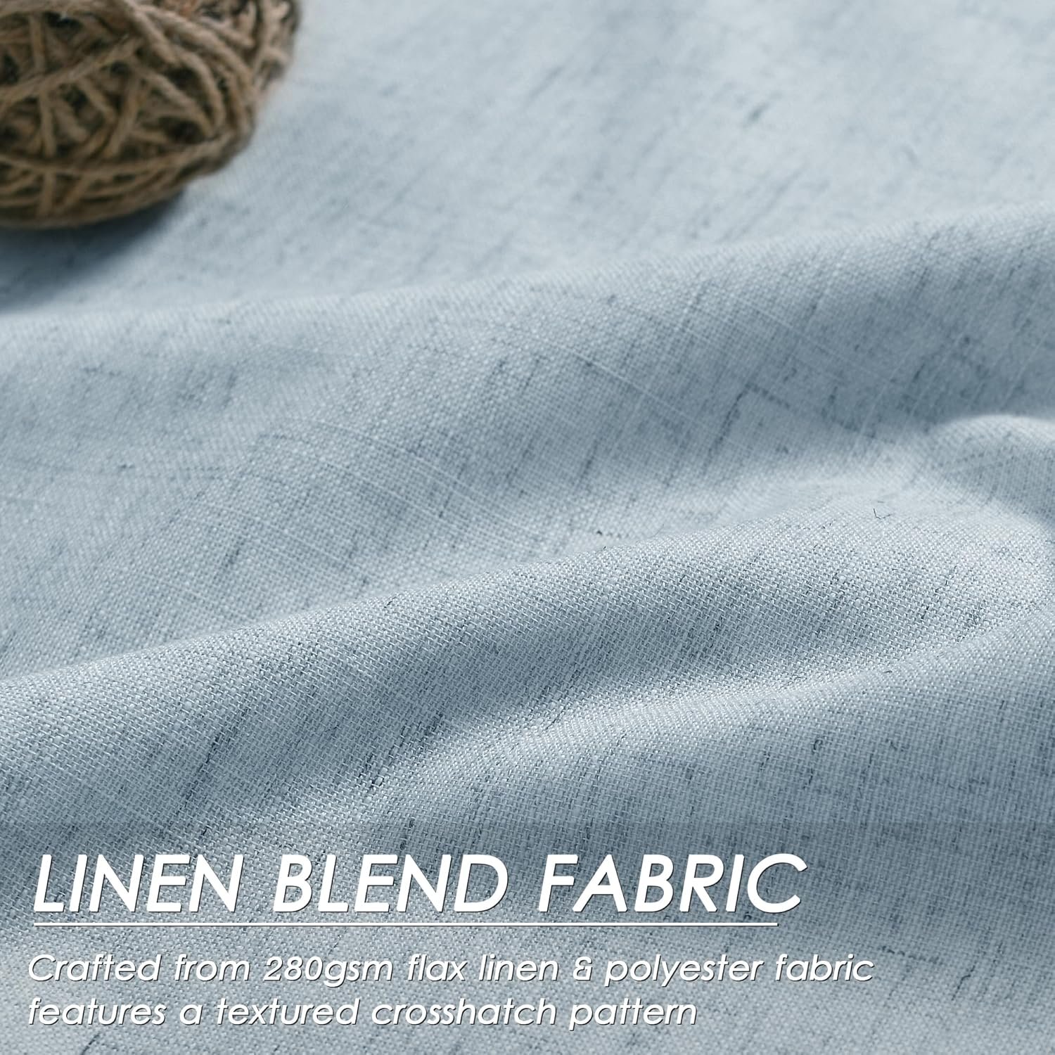 Grommet Blue Blackout Linen Curtains 84 inches Long for Bedroom Full Light Blocking Thermal Insulated Black Out Curtain Panels 84 Inch Length Energy Saving Room Darkening Curtain White Backing 52x84 - Image 4