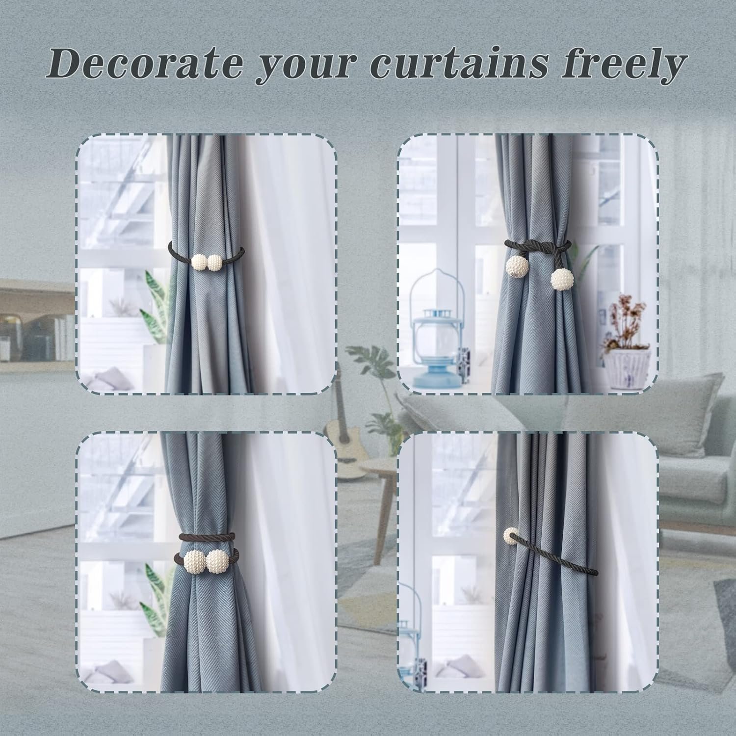 Magnetic Curtain Tiebacks Black 2pcs, Curtain Tiebacks Buckles Holdbacks Holders Hooks Clip for Home Bedroom Office Decorative Curtain - Image 4