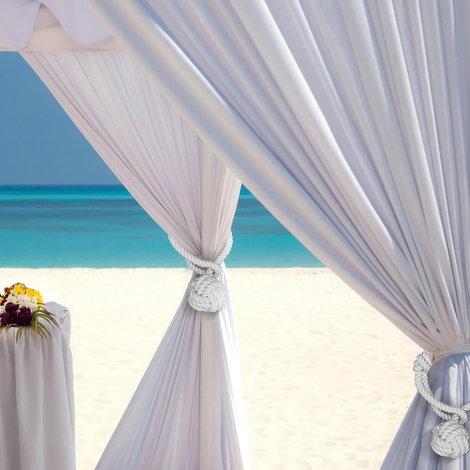 Curtain Tiebacks, 2 Packs Heavy Duty Tiebacks, Indoor/Outdoor Decorative Tie Knot Curtain Holdbacks (Gray) - Image 4