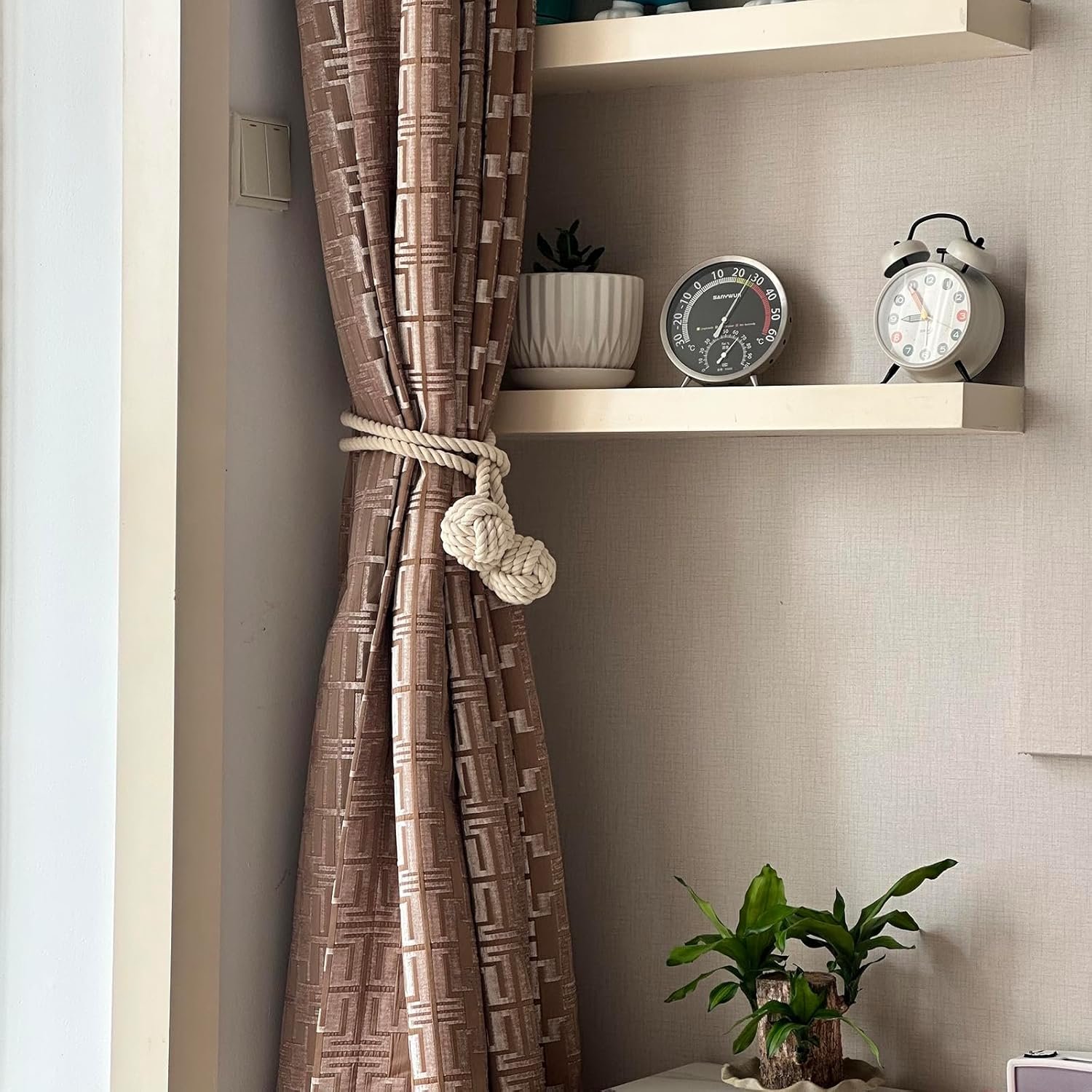 Curtain Tiebacks, 2 Packs Curtain Rope Tieback, Heavy Duty Curtain Tie Backs for Curtains, Indoor Outdoor Curtain Tiebacks, Handmade Rural Decorative Tie Knot Curtain Holdbacks (White) - Image 4