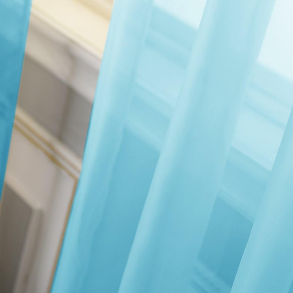 Sheer Curtains for Bedroom Windows 84 inch Length, Grommet Casual Voile Sheer with Light Filter Window Treatments for Nursery/Living Room, Baby Blue, Set of 2, 54" Wide - Image 5