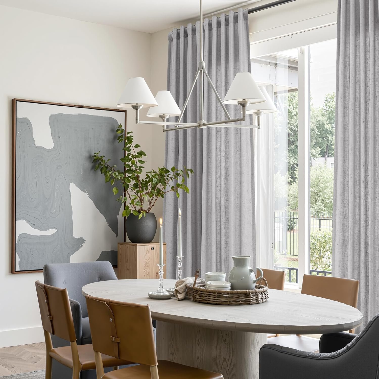 Nanspring Natural Gery Linen Curtains 96 Inches Long for Living Room 2 Panels Back Tab Hook Belt Elegant Modern Farmhouse Soft Linen Draperies Privacy Sheer Curtains for Bedroom Dining Room 52x96 - Image 5